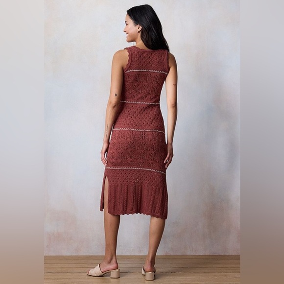 Sleeveless Crochet Midi Knit Dress. Burnt Orange Size XL Indie, Boho (NWT) - Picture 3 of 7